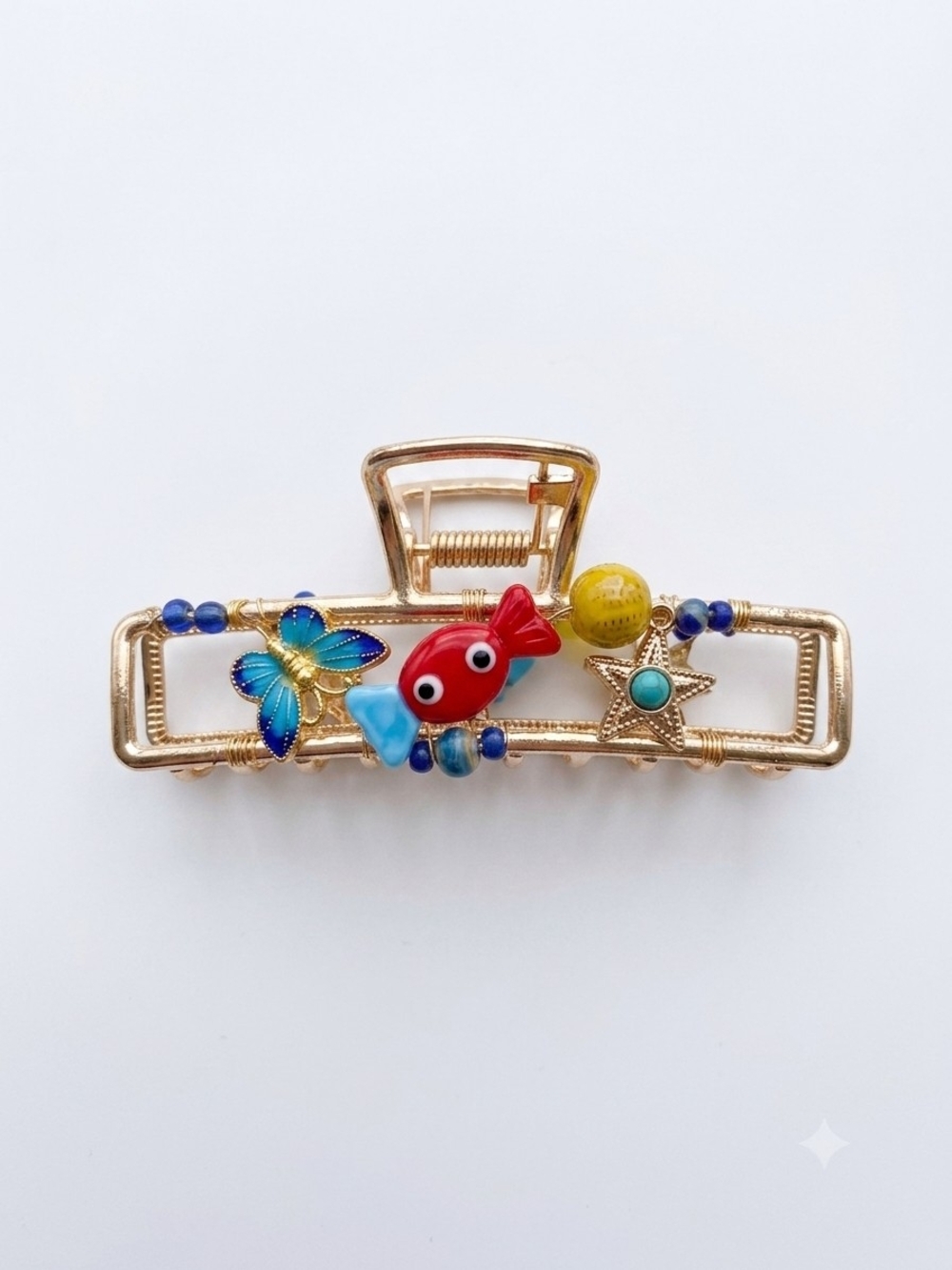 NWOT - Gold-tone Decorative Hair Claw with Blue Butterfly  Accent